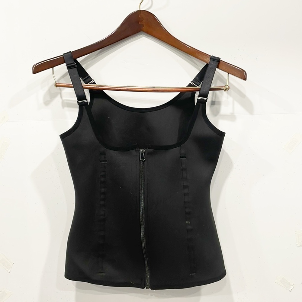 Womens Shape‎ Wear Tank Corset Top Front Hook Eye and Zipper Closures Black